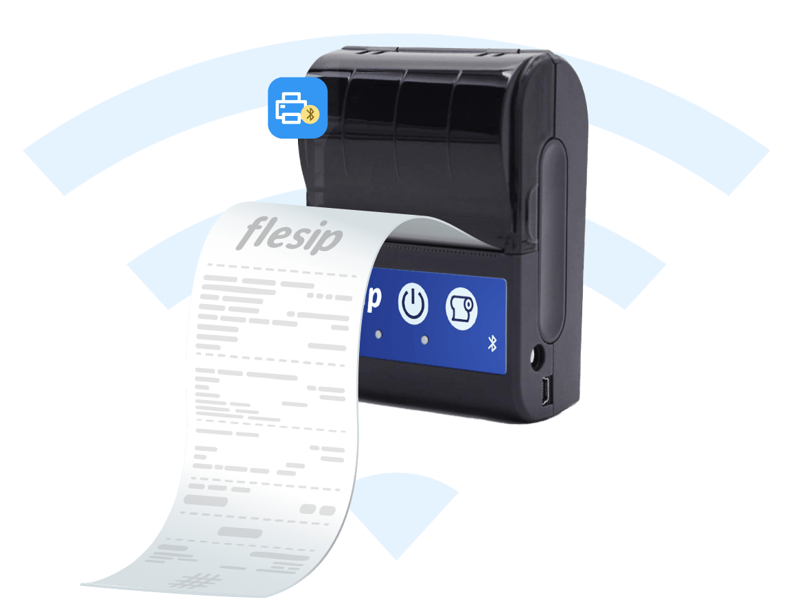 Nuestra impresora Flesip, imprimiendo un recibo