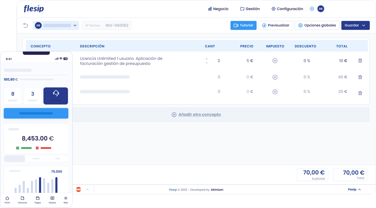 Con el software en la nube de Flesip, consigue facturas electrónica para pymes y autónomos de forma sencilla