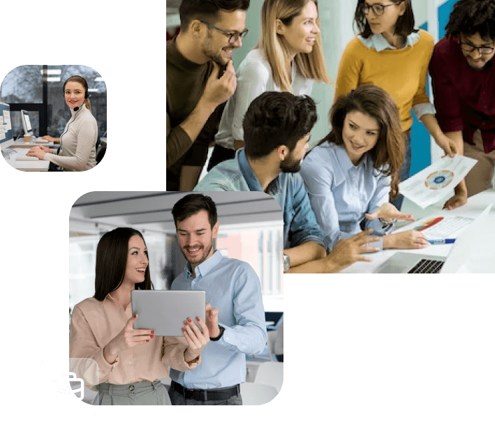 Emprendedores y miembros de startups colaborando mientras usan el software de gestión financiera Flesip.